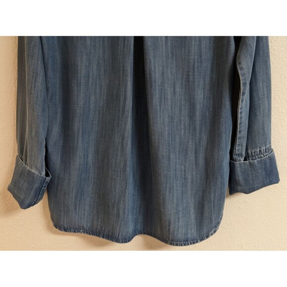 Women's Elevenses By Anthro Blue Chambray 100% Tencel Denim Button-Up Shirt S - Picture 11 of 12